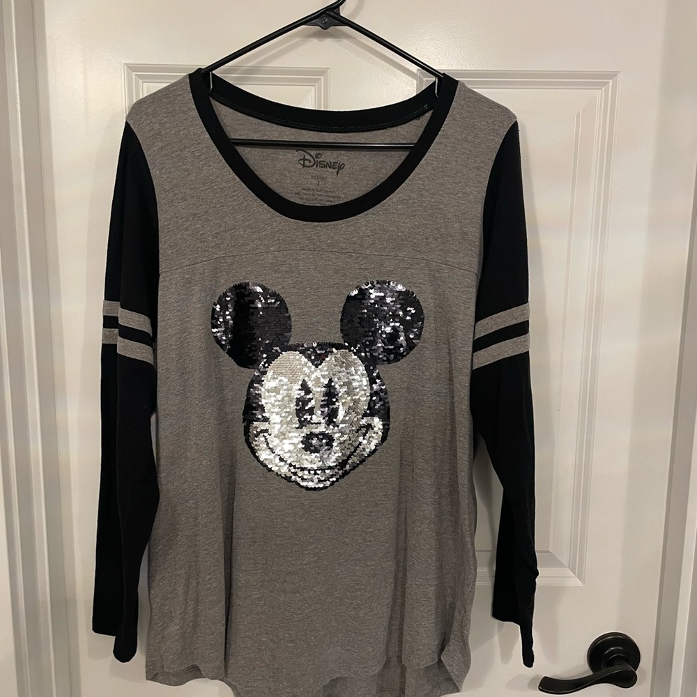 Sequin Mickey Mouse Long Sleeve Top